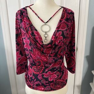Fashion Bug Pink and Black Paisley Blouse